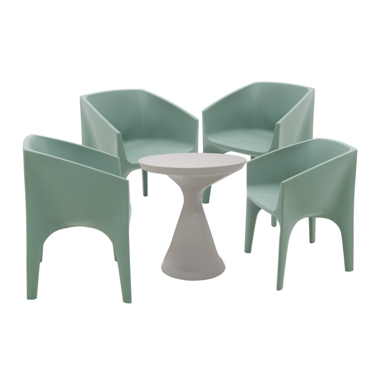 Tramontina Paco 5 Pcs. Polyethylene Lounge Set, Sage Green, Grey