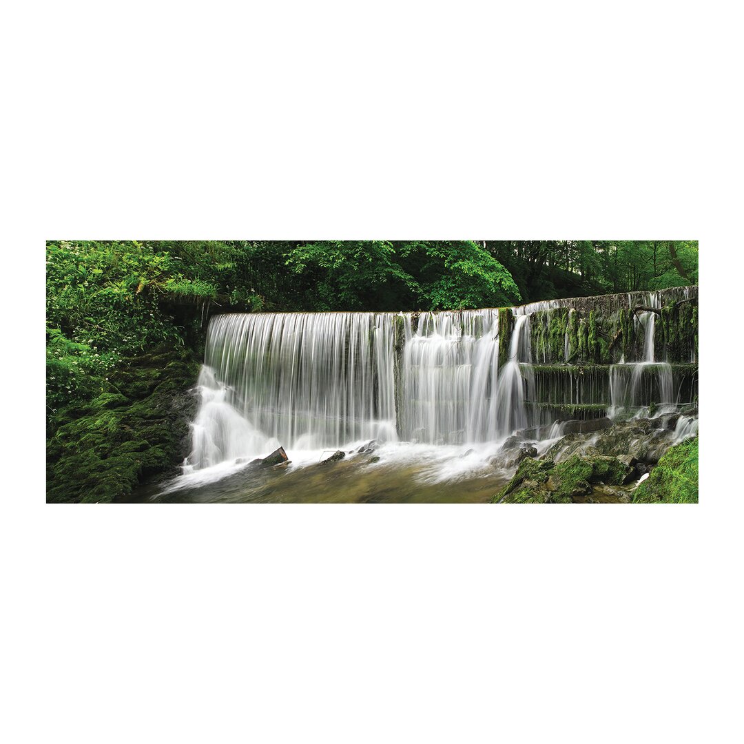 Glasbild Landschaft Wasserfall - Wald