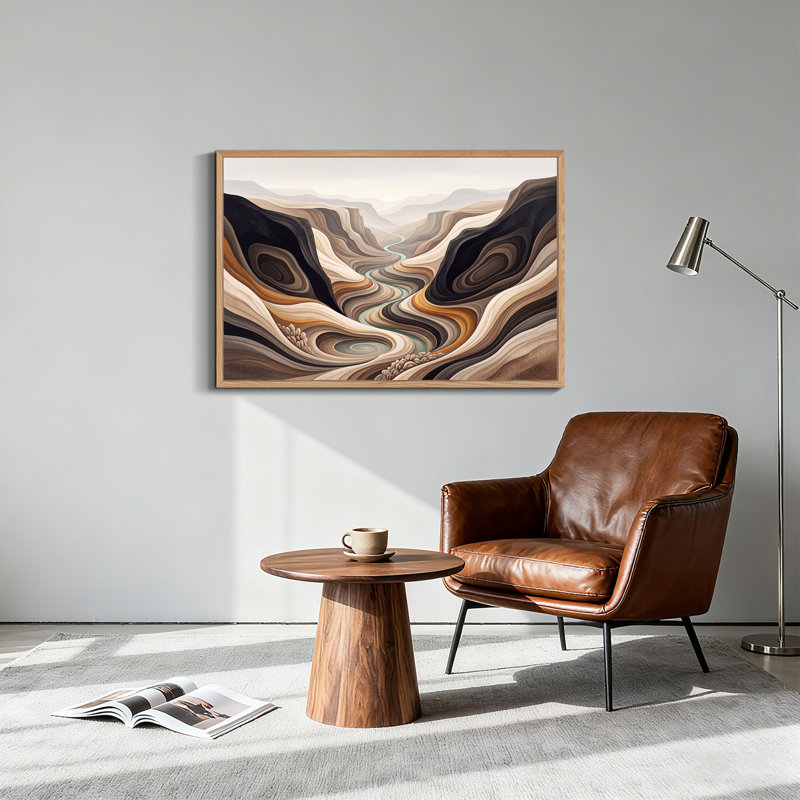 «Layered Canyon River Valley in Earth Tones», art mural sur toile, H 36 po x l 48 po