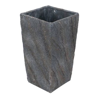 Pot de fleurs en ciment gris antique de 23,9 x 23,9 x 46 cm pour une utilisation intérieure et extérieure