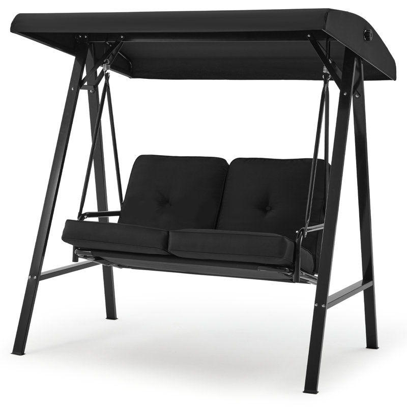 2 Person Porch Swing with Canopy, Black