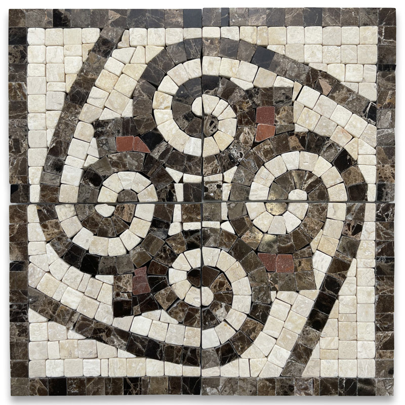 Carreau de mosaïque en marbre 4 po x 4 po Arrow