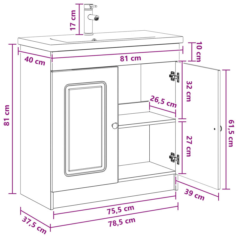 Vanity & Mirror Set, Medium Wood