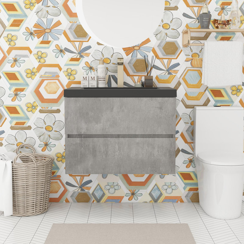Meuble-lavabo de salle de bain avec lavabo en résine, 30"