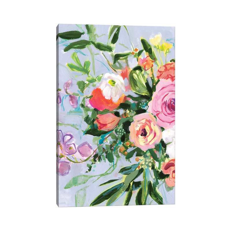 «Mottled Flora I» par Victoria Borges - peinture sur toile tendue, H 40 po x l 26 po x P 1,5 po