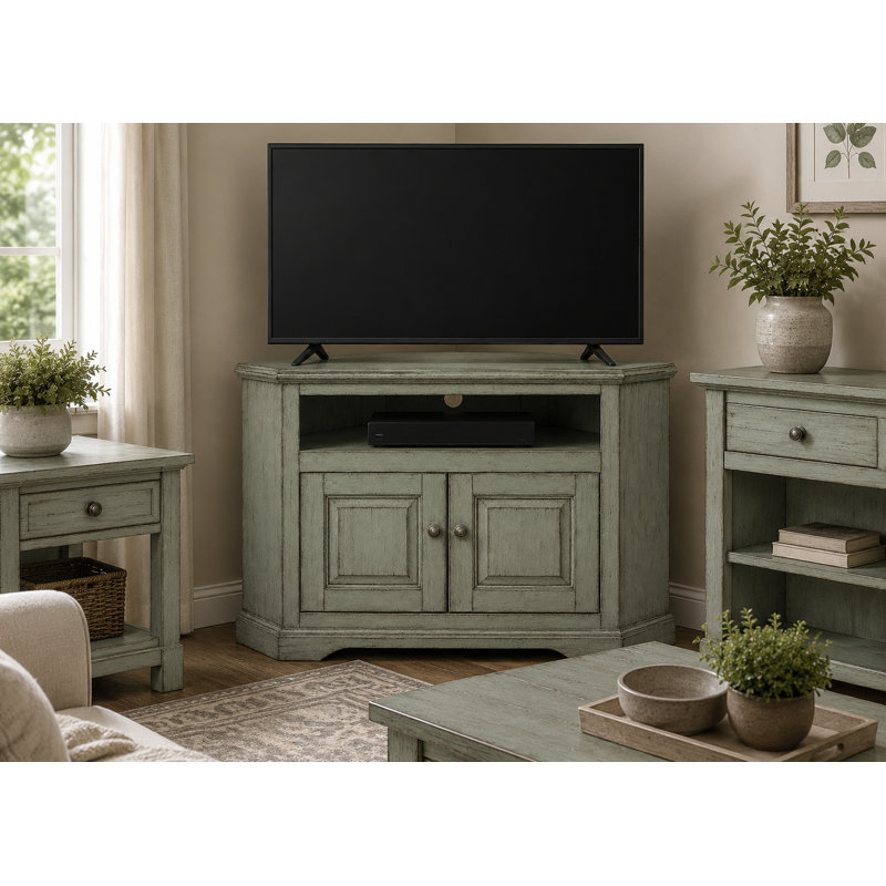 Boltongate Unfinished Corner TV Stand for TVs up to 40", European Light Blue
