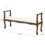 Banc en tissu Tyisha avec accoudoirs crème et pieds tournés en bois brun traditionnel