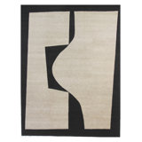 Arte Wool Geometric Area Rug in Begie/Black