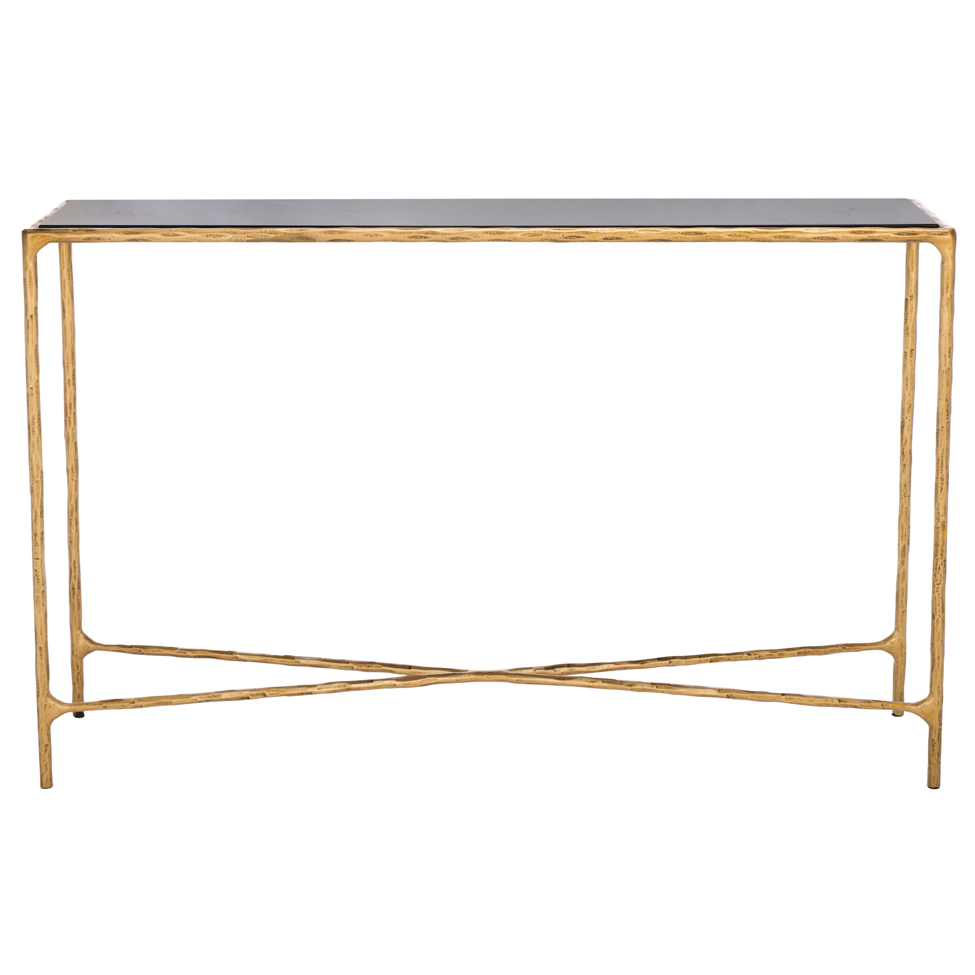 Evelynn 48'' Console Table, Brass, Black