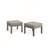 Set of 2 All-Weather Metal Patio Ottomans with Thick Beige Cushions and Khaki Frame for Outdoor Relaxation and Versatility-70456853