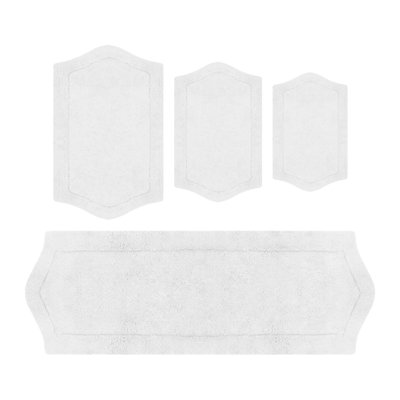 Morissette Waterford 100% Cotton Bath Rug Set, 4 Piece Set with Runner, Spray Latex Backing, Soft Absorbent Bathroom Rugs, Machine Washable
