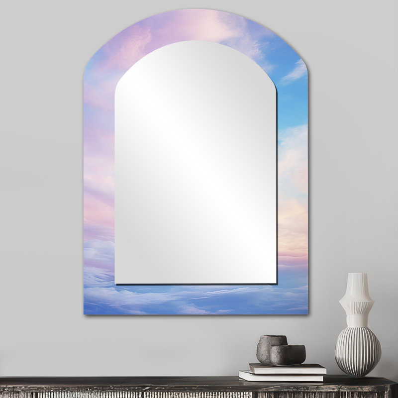 Photo de ciel rose photo céleste symphonie II - miroir mural voûte céleste, miroir décoratif asymétrique rose, 34 po x 25 po