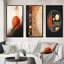 Ensemble de 3 pièces Mid-Century à motif géométrique abstrait rouge pleine lune - Art moderne Mid-Century-414969905-414969902