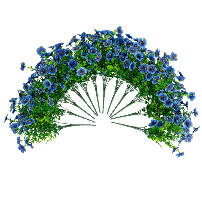 13 po Buisson artificiel résistant aux rayons UV (intérieur / extérieur) - ensemble de 12, Bleu