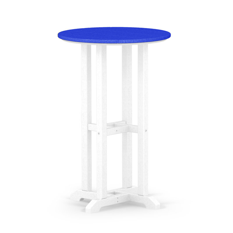 POLYWOOD Tables Round Dining Table, 29" H x 24" W x 24" L, White / Pacific Blue