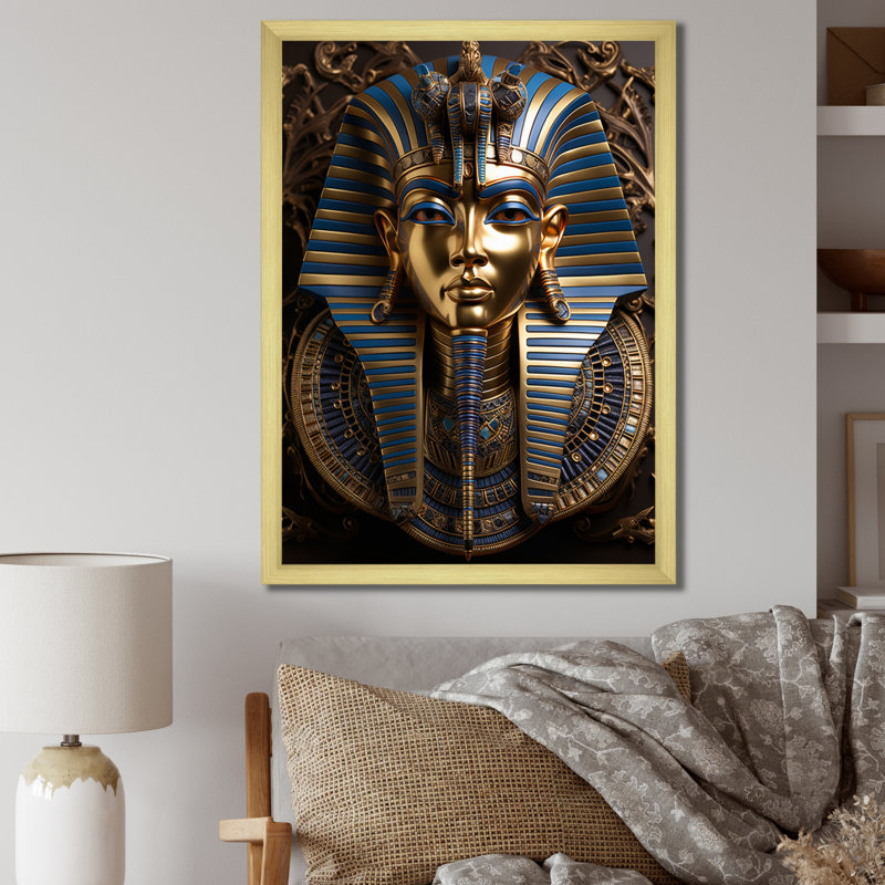 Égypte, pharaons royaux - Art mural égyptien, Cadre doré simple, H 32 po x l 16 po x P 1 po