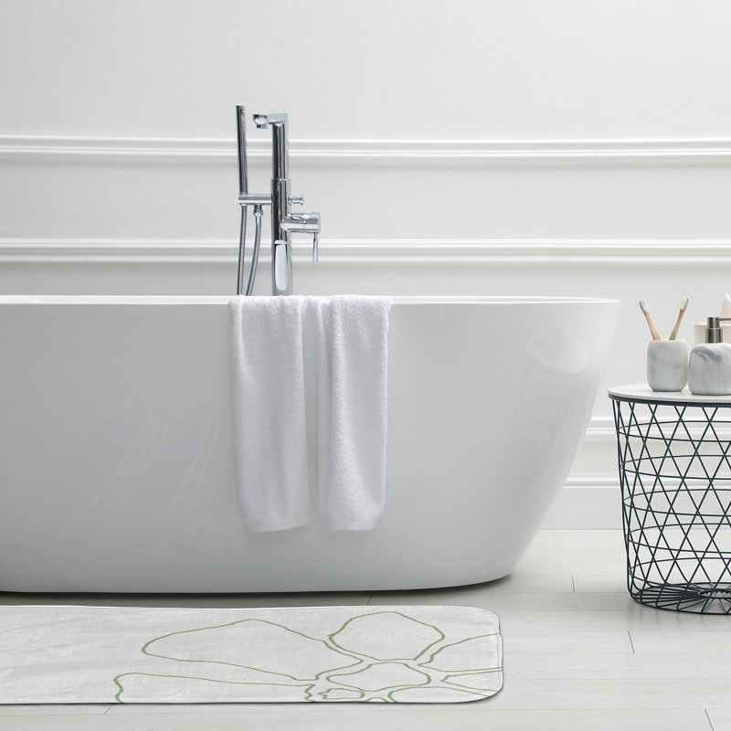 Tapis de bain Petal Lines, L 17 po x L 24 po, Vert