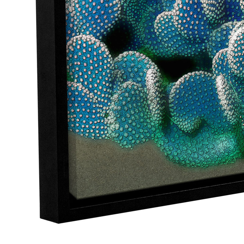 Poire prickly moderne-impression graphique, H 8 po x l 12 po x P 2 po, Toile avec cadre flottant