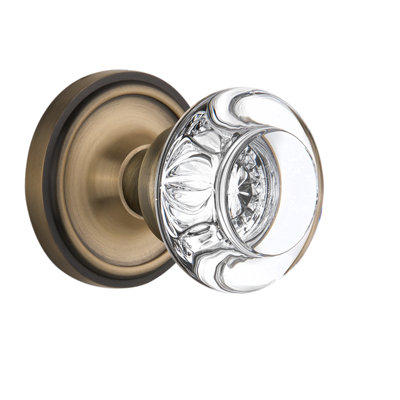 Rosette classique avec poignée de porte ronde en cristal transparent