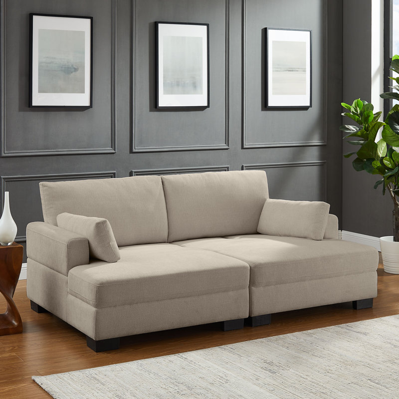 Freytes 82.67'' Upholstered Sofa, Natural 100% Polyester