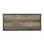 Table basse rectangulaire aspect chêne rustique et structure en métal noir, une étagère ouverte, plateau en placage de papier PU de 15 mm d'épaisseur, idéale pour décorer un salon ou une pièce de détente.