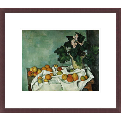 Nature morte avec des pommes et un pot de primevères par Paul Cézanne