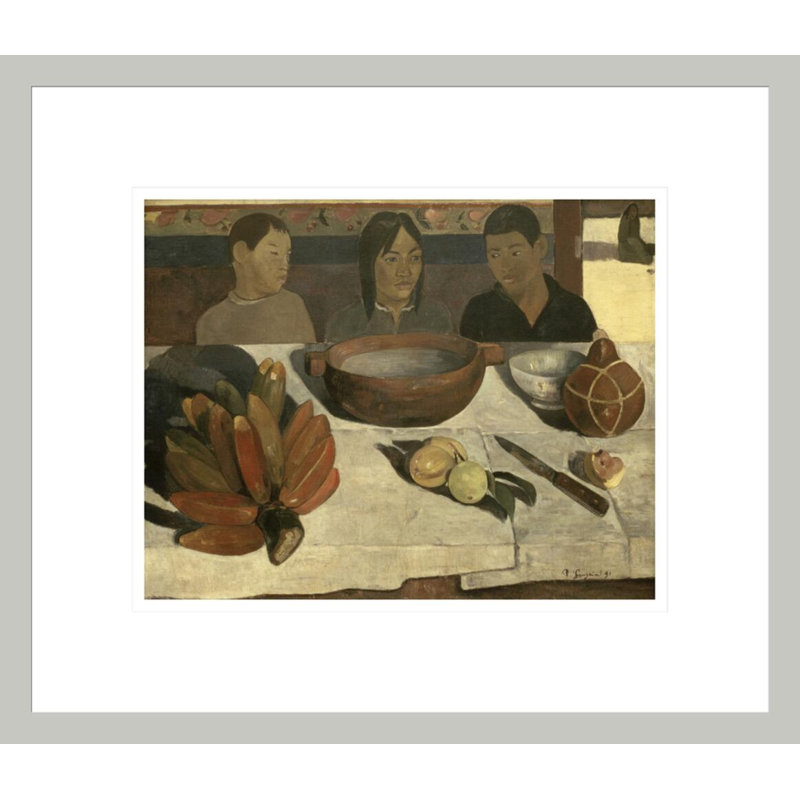 «The Meal (The Bananas)» par Paul Gauguin - Reproduction giclée encadrée, 13.75" H x 15.98" W