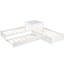 Lit plateforme simple en L blanc avec bureau intégré et lit gigogne - Construction en pin pour plusieurs utilisateurs et familles de bois solides