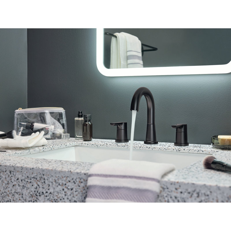2-handle Bathroom Faucet with Drain Assembly, Matte Black