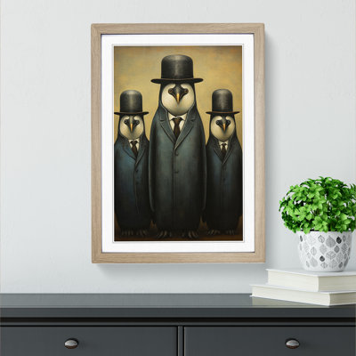 Penguin Dadaism - Single Picture Frame Print on Wood