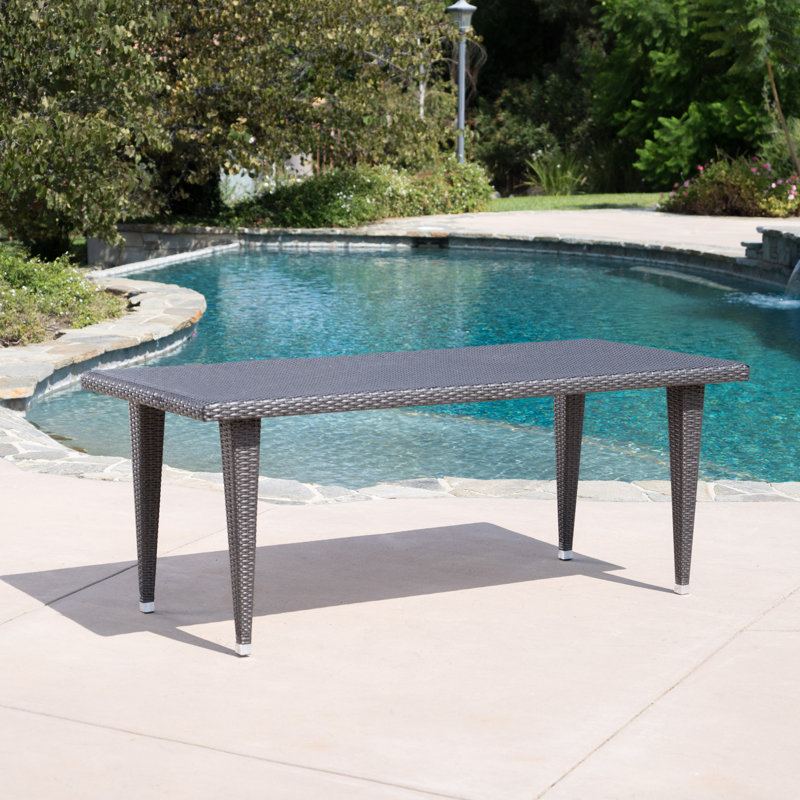 Zoya Wicker Dining Table,Patio Kitchen Table, Gray