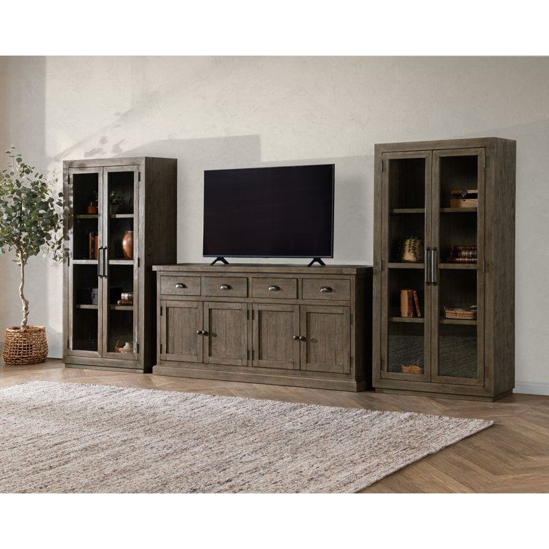 Kinston 3-Piece Entertainment Center, Distressed Brown