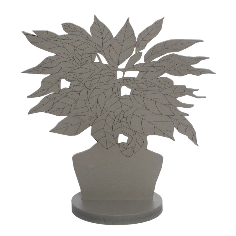 Sculpture silhouette ficus Bernal, H 8,26 po x l 3,93 po x P 3,93 po, Gris