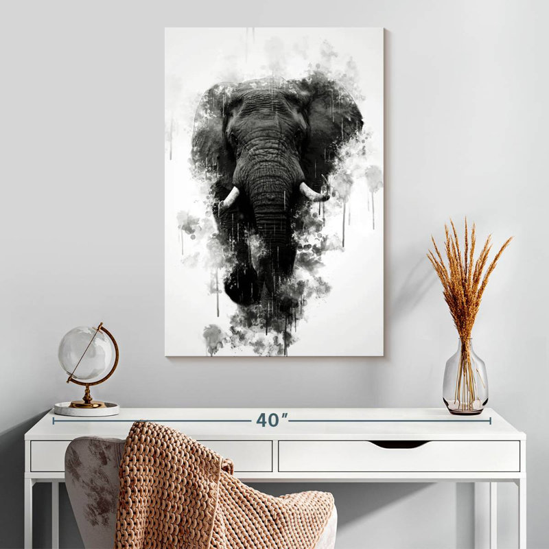 Brampt Mighty Elephant Black And White, 30" H x 20" W