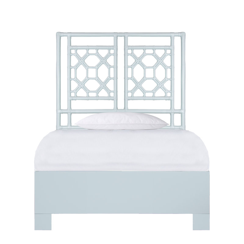 Lattice Back Platform Bed, Twin XL, Light Blue