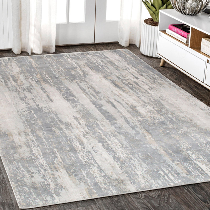 Canvello Modern Hand-Loomed Grey Silk Rug- 6' X 9'