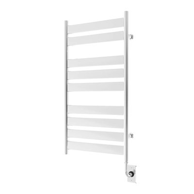 19.5"x37" Romano Wall Mounted Flat Bars Electric Hardwired Towel Warmer - Chrome, Fluid Filled, Includes Programmable Smart Switch, Lifetime Warranty