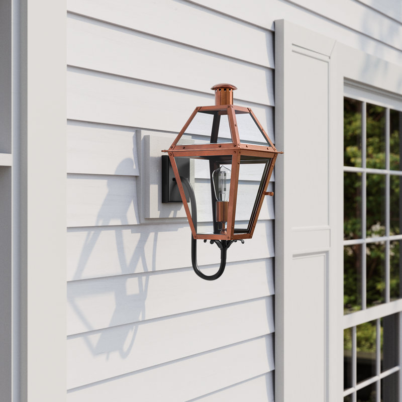 Amber Solid Brass Wall Light, Aged Copper