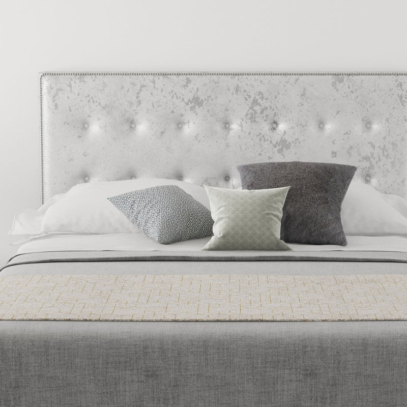 Wem Upholstered Headboard, Double (4'6), Velvet Silver