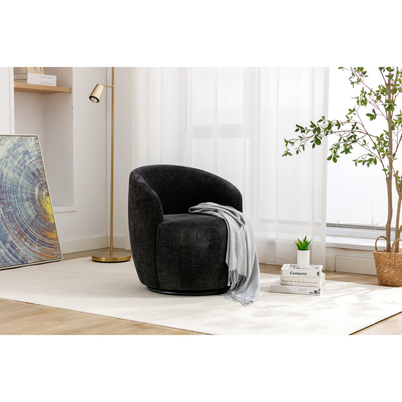 Fauteuil pivotant 360 ° en chenille avec revêtement en tissu doux et ergonomique pour la maison