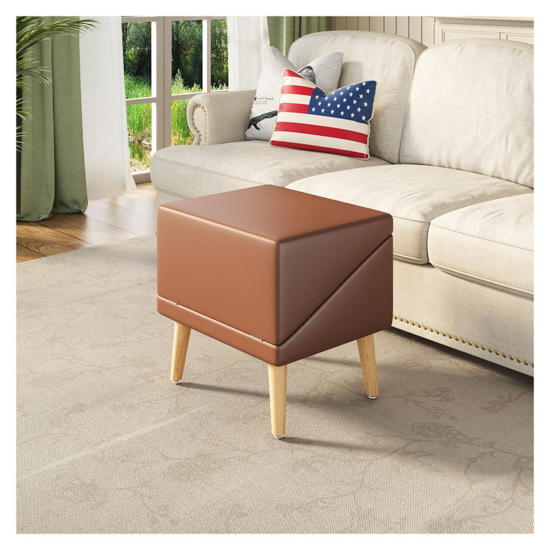 Rampe d'accès 3 en 1 pour animaux de compagnie avec pouf de rangement dissimulé, escalier antidérapant pour chiens âgés, repose-pieds marron moderne pouvant supporter jusqu'à 120 kg