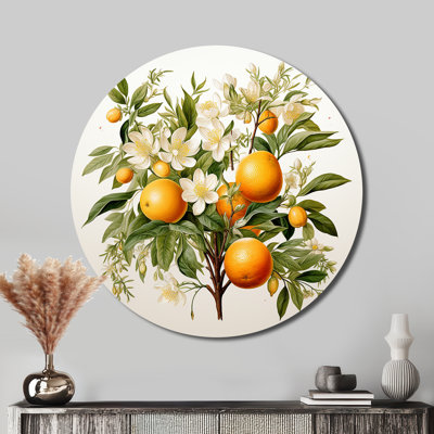 Orange Tree - Food & Beverage Round Metal Art