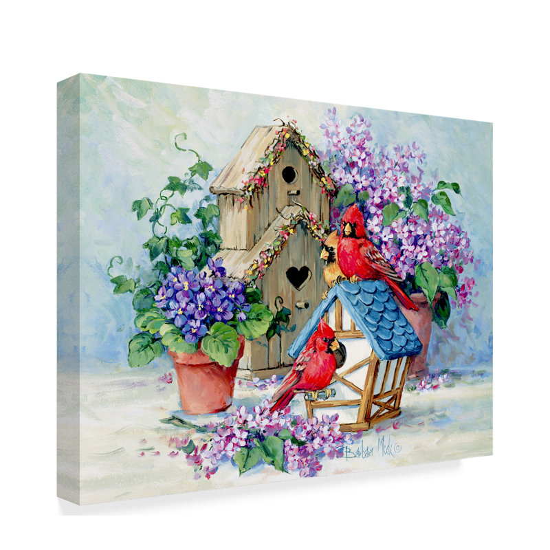 «A Cardinals Home», reproduction de peinture acrylique sur toile tendue, H 35 po x l 47 po x P 2 po