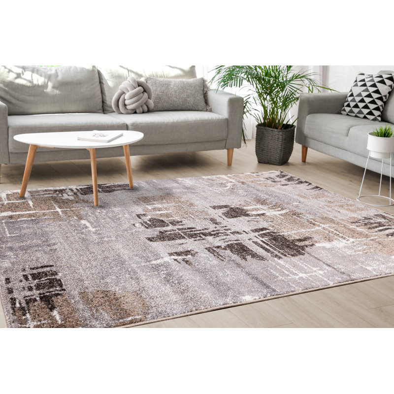 Tapis classique brun / gris, Rectangle 6 pi 7 po x 9 pi 7 po