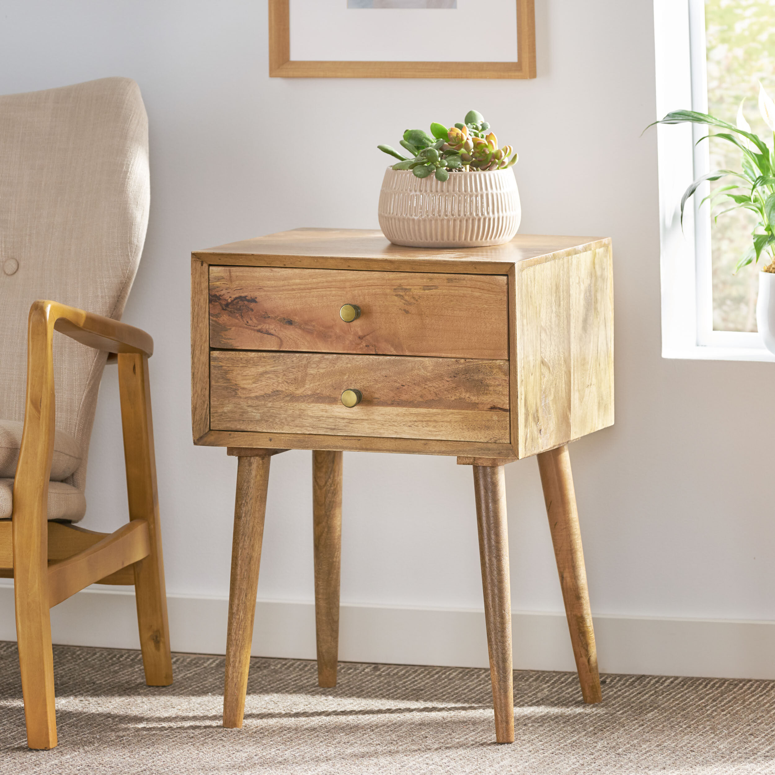 Millwood Pines Yousif Solid Wood End Table with Storage | Wayfair