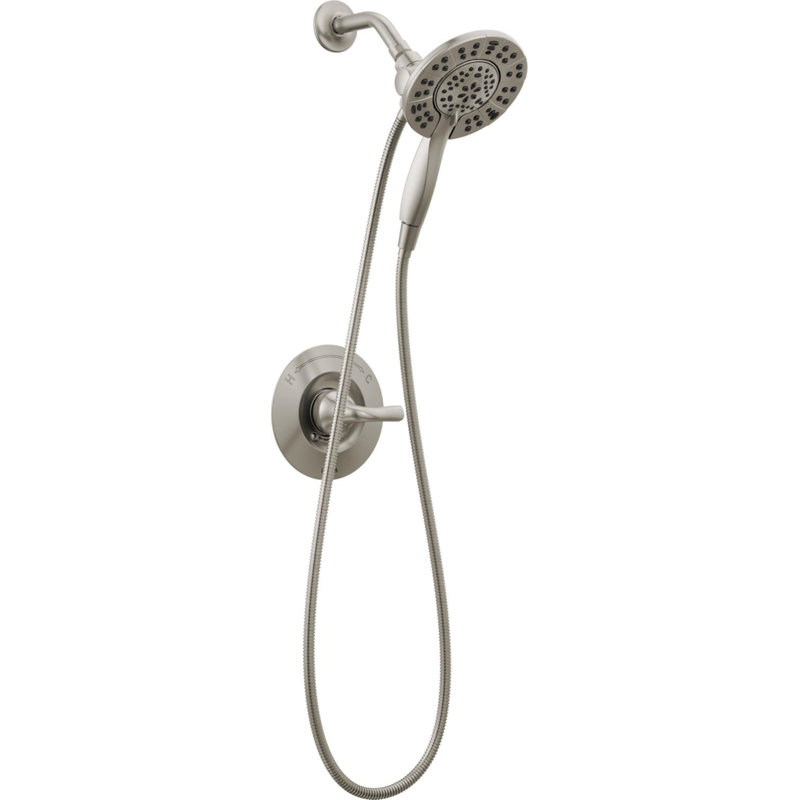 Arvo 14 Series Brushed Nickel Shower Faucet Set with In2ition 2-in-1 Dual Shower Head with HandHeld Spray Combo, Valve Trim Kit, SpotShield Stainless (Valve Included)
