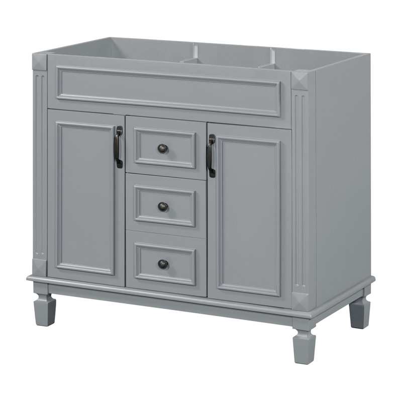 Meuble-lavabo 36 po sans lavabo supérieur, armoire seulement, armoire de rangement moderne avec 2 portes à fermeture douce et 2 tiroirs