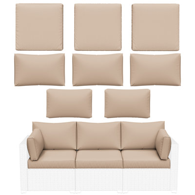 Wynee 8Pcs Outdoor Cushions Patio Furniture Cushions Replacement Set For 3 Seats