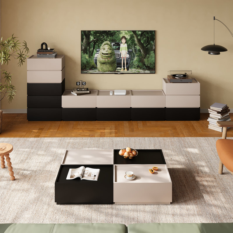 Table basse Heckman, Noir / Beige