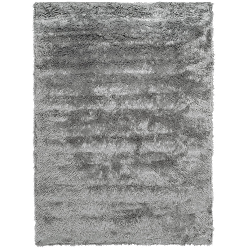 Tapis gris fait à la main Contrella, Rectangle 5 pi x 8 pi